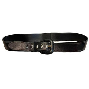 Fossil Womens Black Genuine Leather Belt 2" Wide Buckle Max 40" Classic Chic